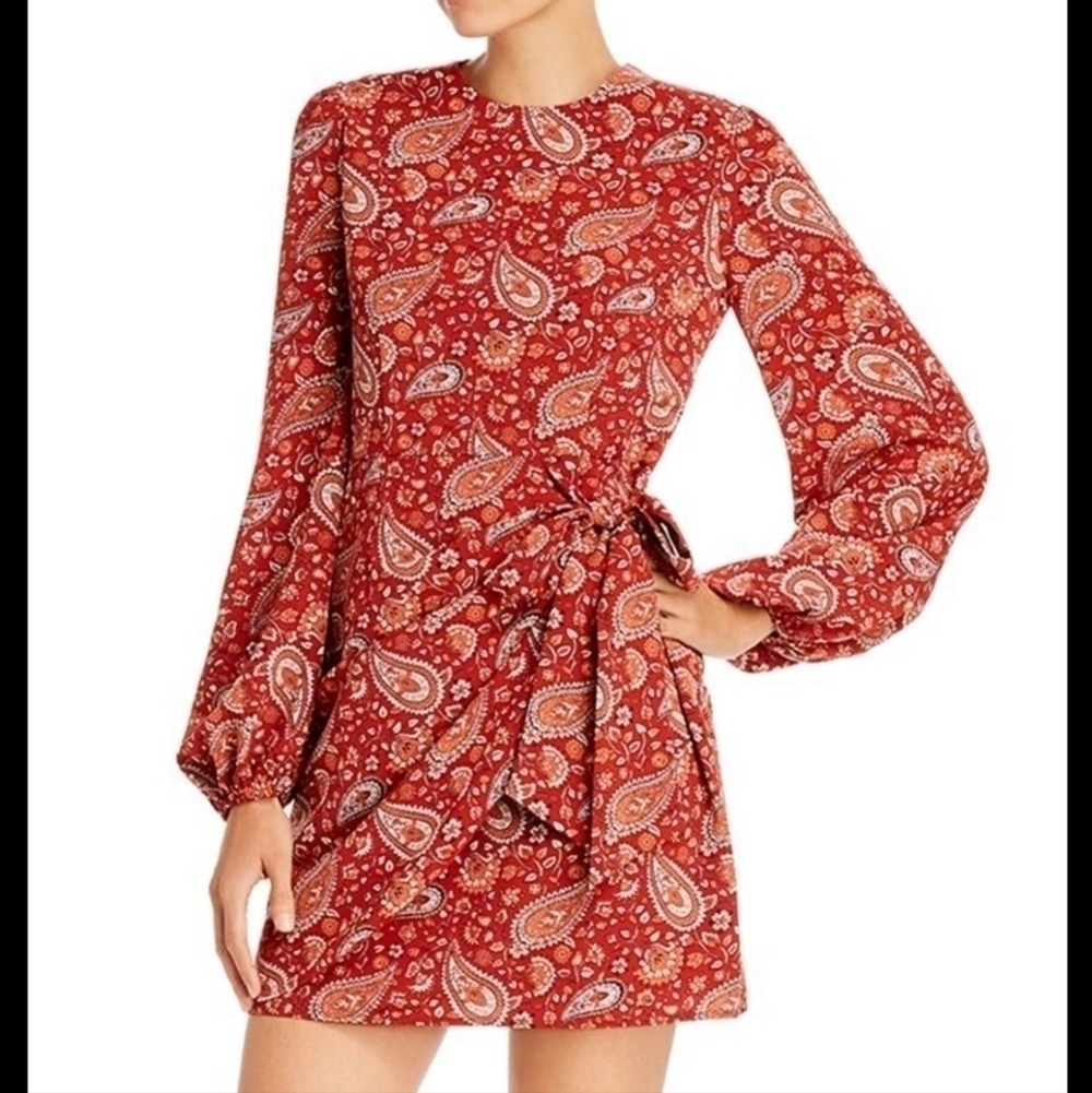 NWT Aqua Paisley Faux Wrap Dress